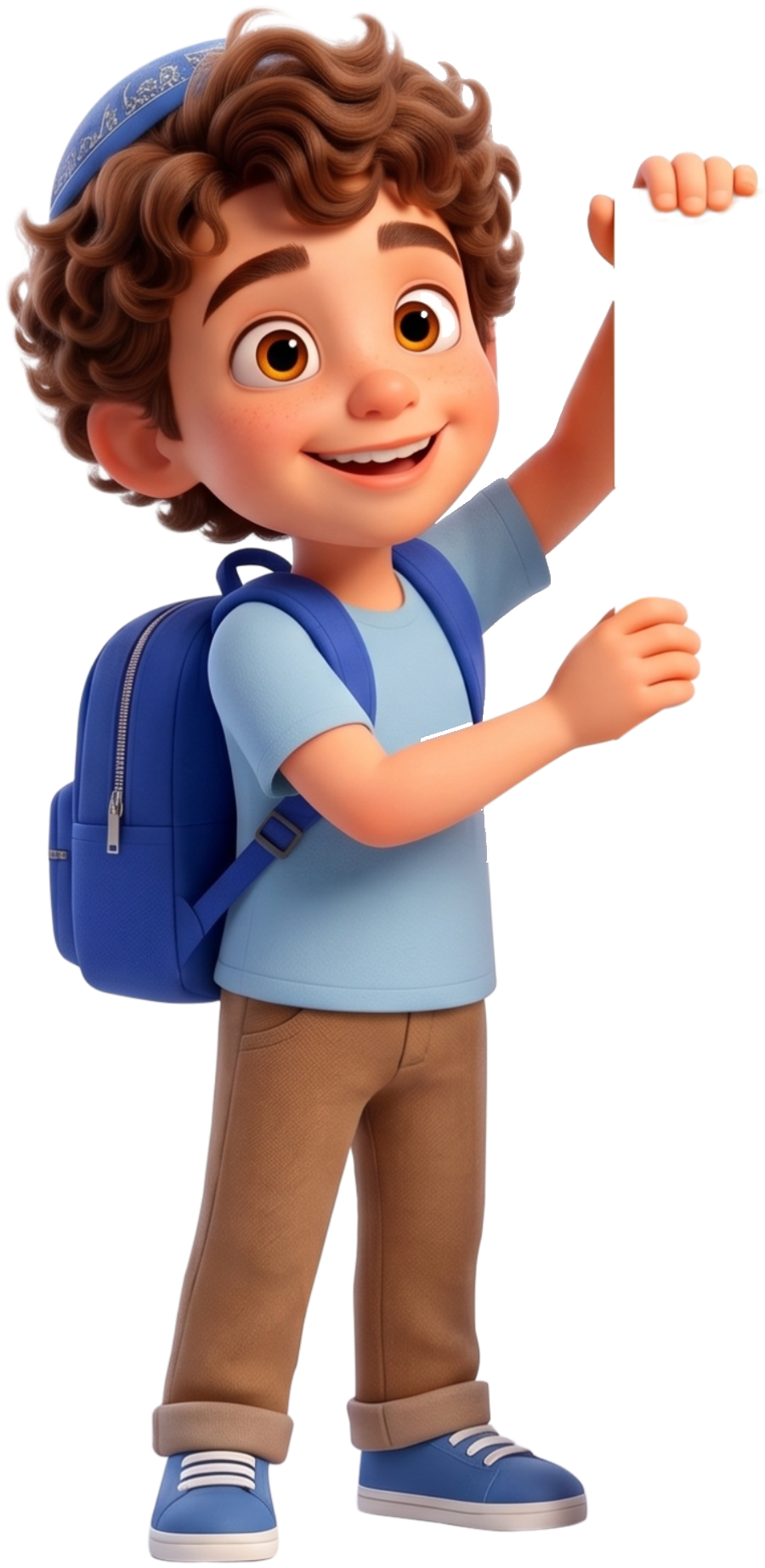 Un enfant Jew'Kids tenant le panneau