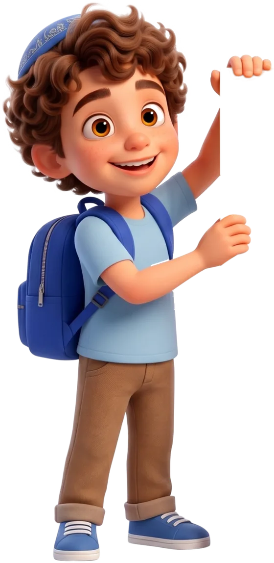 Un enfant Jew'Kids tenant le panneau